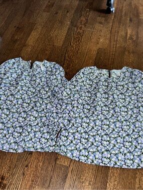 NWOT 5/6 Hill House Light Blue Floral Top/Tunic dress with Green Accents